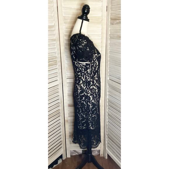 Lover The Label Black French Lace Sweetheart Midi Shift Dress 6 NWT - Picture 4 of 12